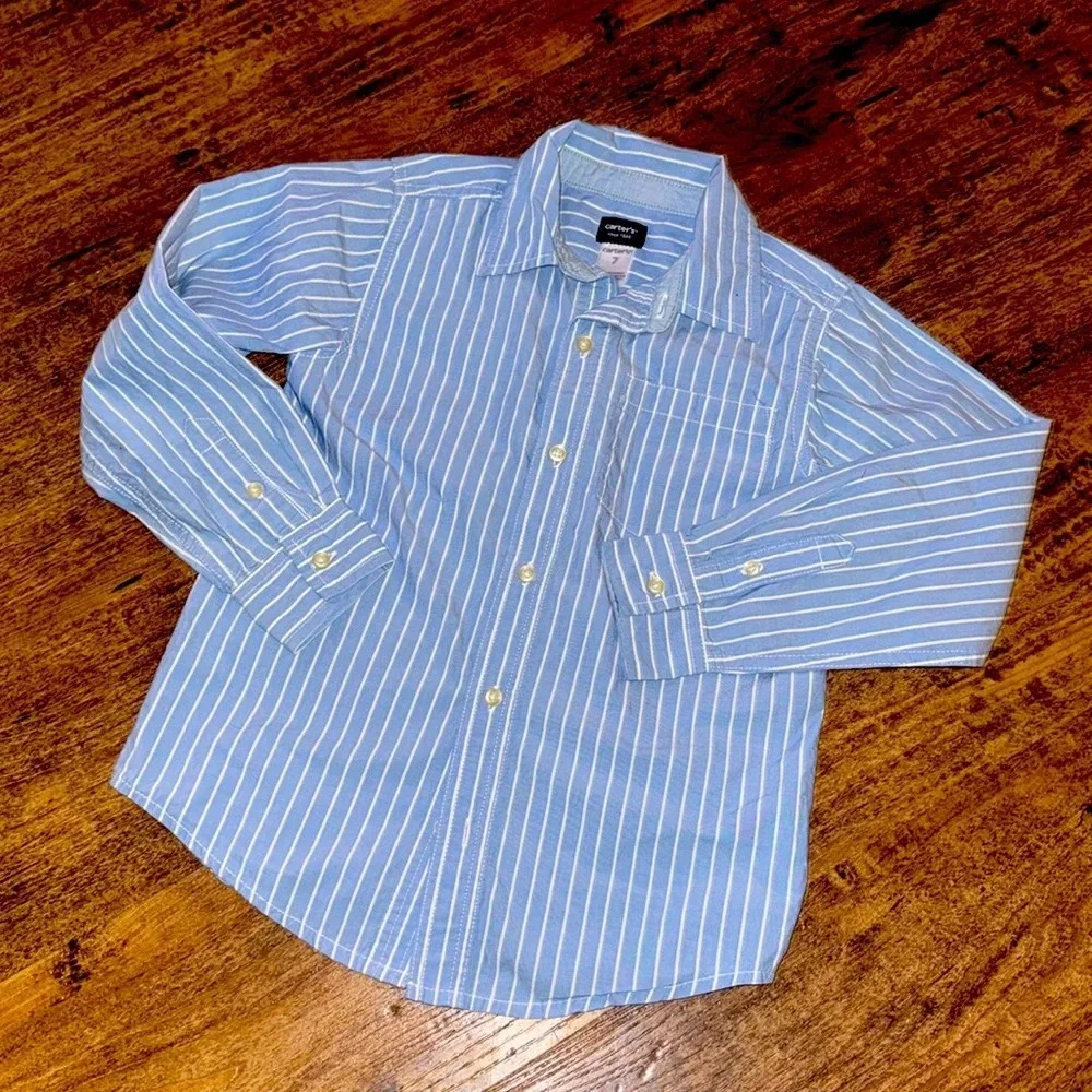 Striped Boys button down , size 7 carters